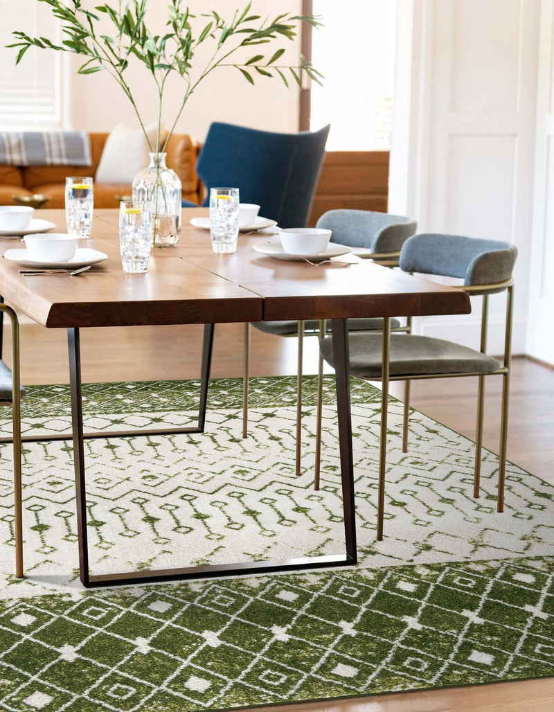 Mediterranean Lattice Collection Area Rug - Casablanca (Ivory Green) Rectangle Ivory Green lifestyle 8