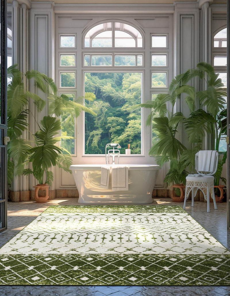 Mediterranean Lattice Collection Area Rug - Casablanca (Ivory Green) Rectangle Ivory Green lifestyle 11