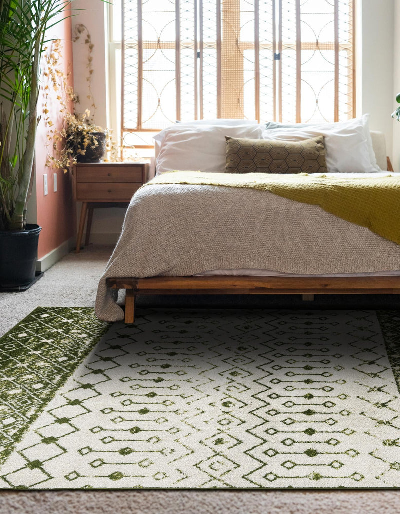 Mediterranean Lattice Collection Area Rug - Casablanca (Ivory Green) Rectangle Ivory Green lifestyle 12