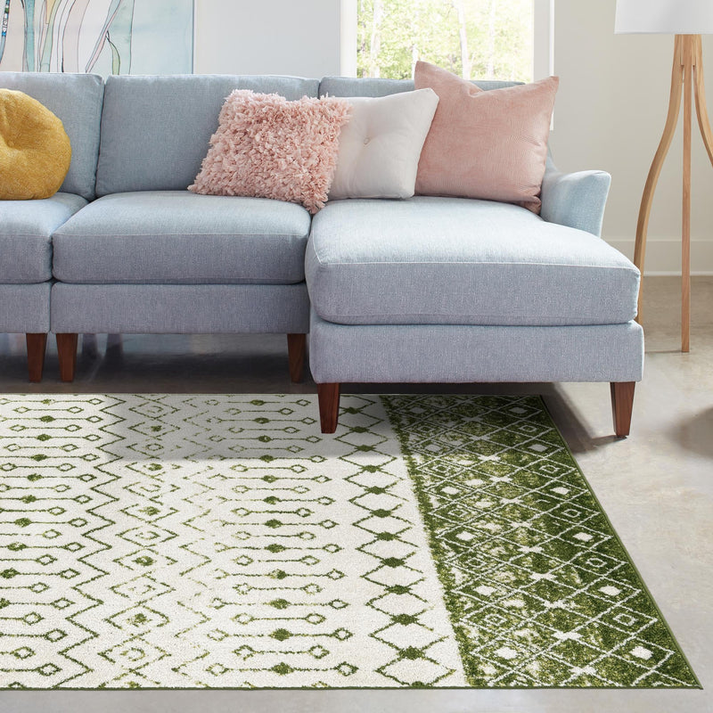 Mediterranean Lattice Collection Area Rug - Casablanca (Ivory Green) Rectangle Ivory Green lifestyle 26