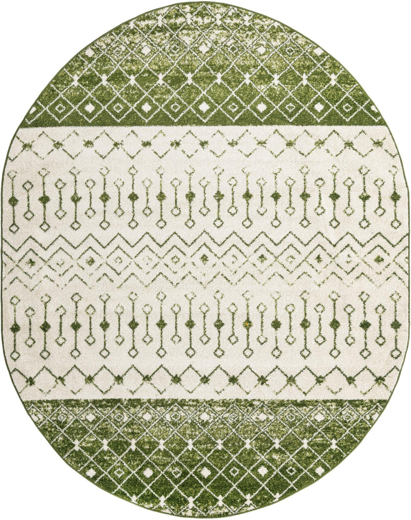Mediterranean Lattice Collection Area Rug - Casablanca (Ivory Green) Oval Ivory Green lifestyle 21