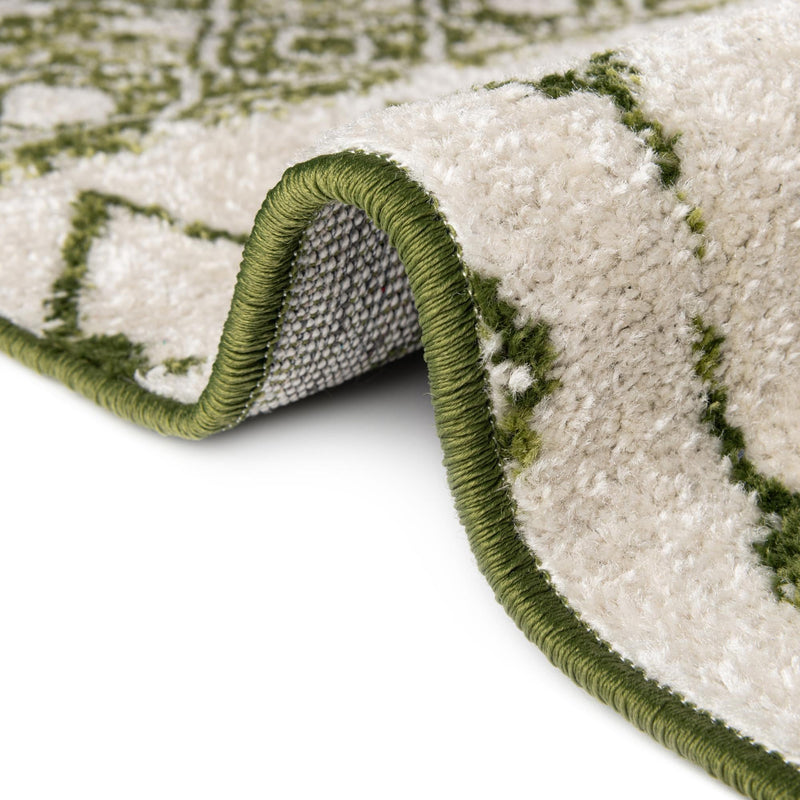 Mediterranean Lattice Collection Area Rug - Casablanca (Ivory Green) Round Ivory Green lifestyle 10