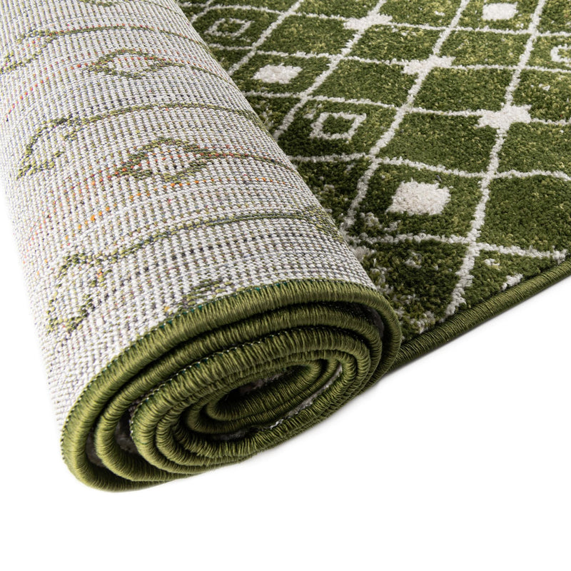 Mediterranean Lattice Collection Area Rug - Casablanca (Ivory Green) Round Ivory Green lifestyle 12