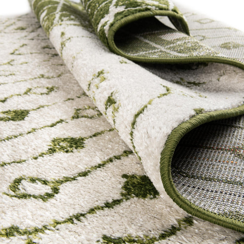 Mediterranean Lattice Collection Area Rug - Casablanca (Ivory Green) Round Ivory Green lifestyle 13