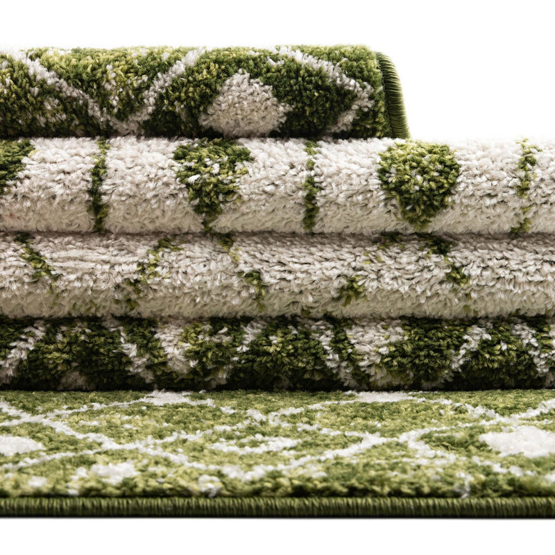 Mediterranean Lattice Collection Area Rug - Casablanca (Ivory Green) Round Ivory Green lifestyle 14