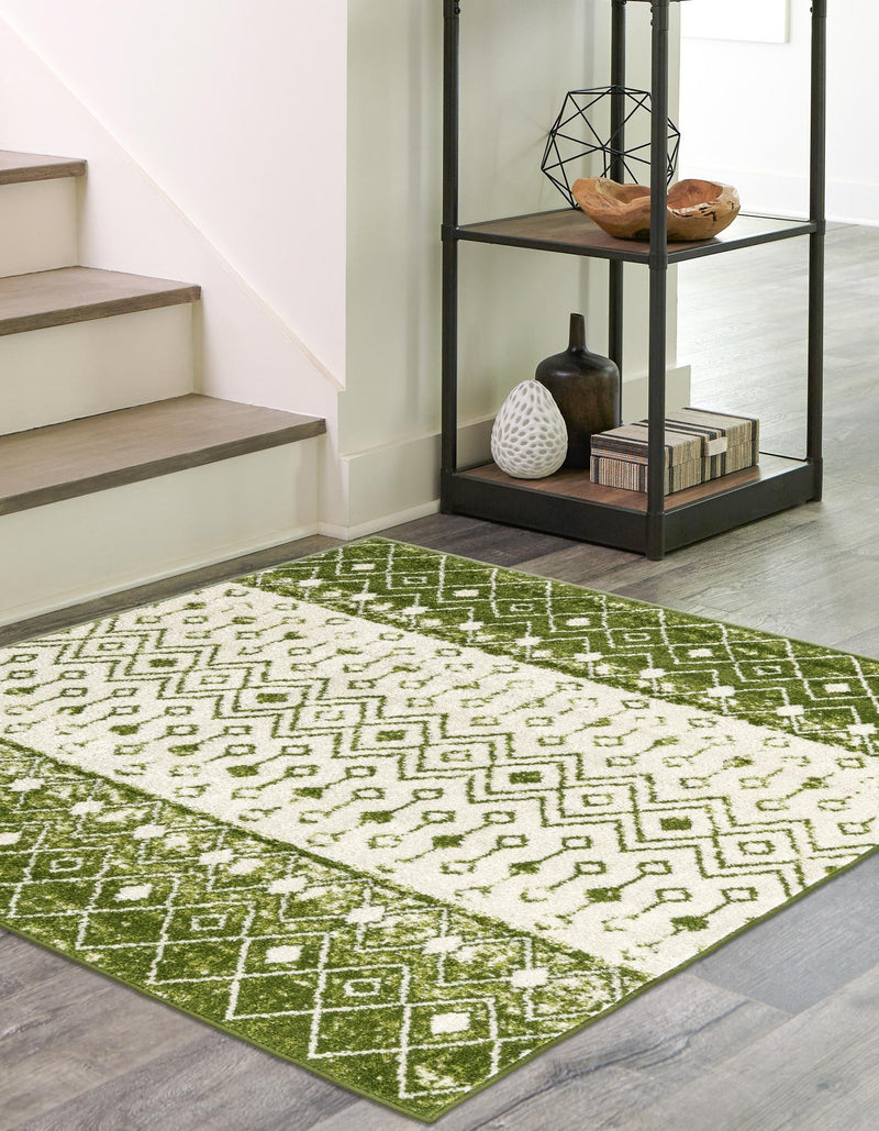 Mediterranean Lattice Collection Area Rug - Casablanca (Ivory Green) Square Ivory Green lifestyle 2