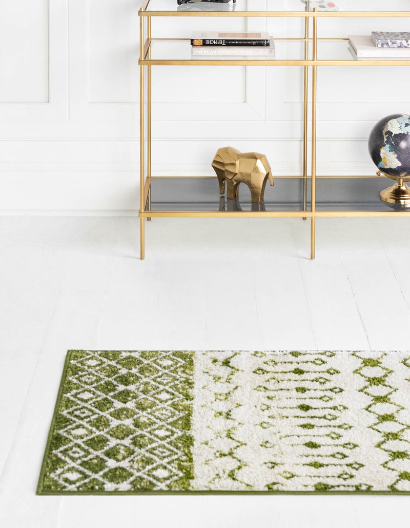 Mediterranean Lattice Collection Area Rug - Casablanca (Ivory Green) Runner Ivory Green lifestyle 3