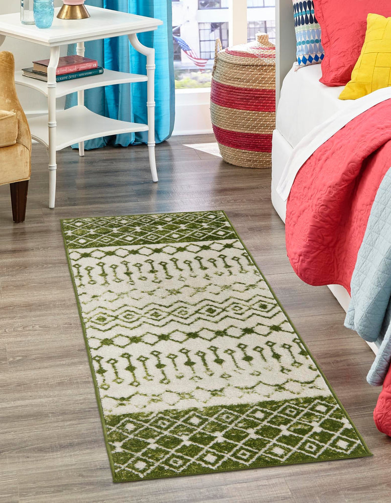 Mediterranean Lattice Collection Area Rug - Casablanca (Ivory Green) Runner Ivory Green lifestyle 35