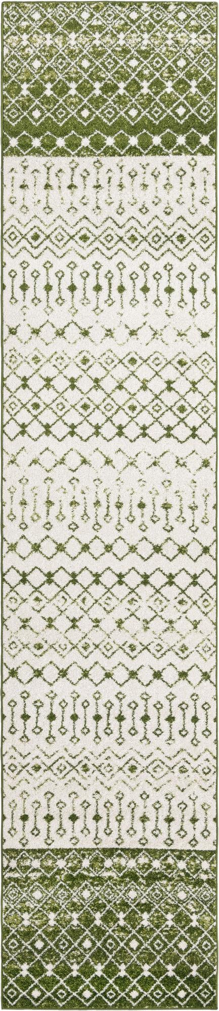 Mediterranean Lattice Collection Area Rug - Casablanca (Ivory Green) Runner Ivory Green Main