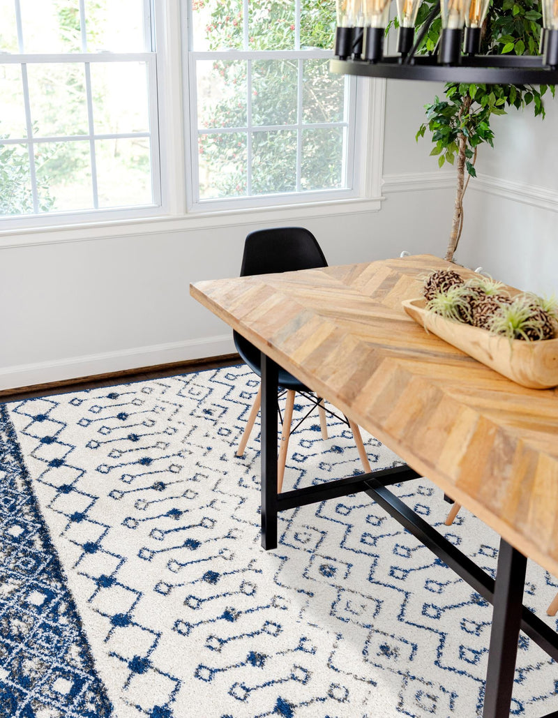 Mediterranean Lattice Collection Area Rug - Casablanca (Ivory Navy Blue) Rectangle Ivory Navy Blue lifestyle 2