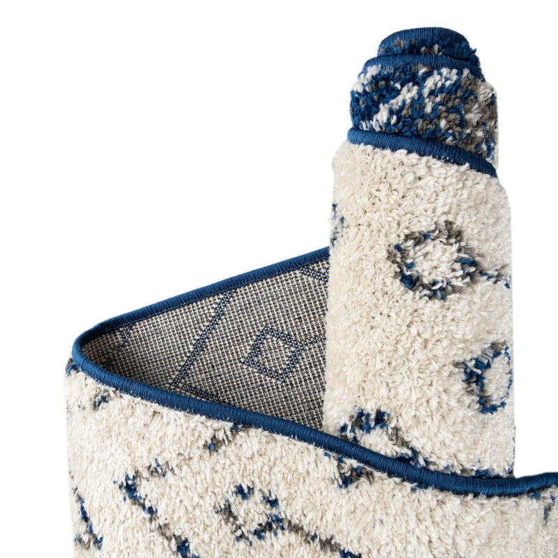 Mediterranean Lattice Collection Area Rug - Casablanca (Ivory Navy Blue) Round Ivory Navy Blue lifestyle 9