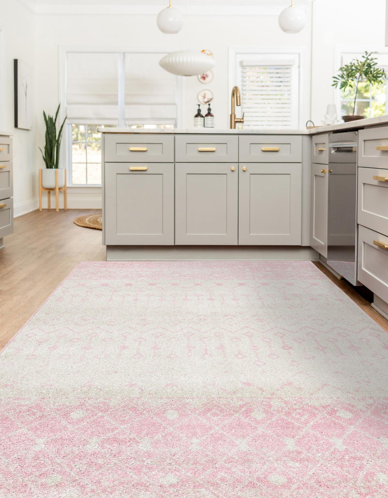 Mediterranean Lattice Collection Area Rug - Casablanca (Ivory and Pink) Rectangle Ivory and Pink lifestyle 3