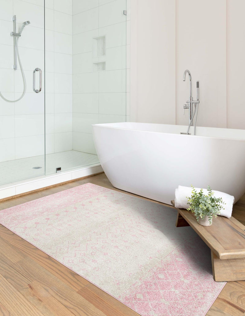 Mediterranean Lattice Collection Area Rug - Casablanca (Ivory and Pink) Rectangle Ivory and Pink lifestyle 7