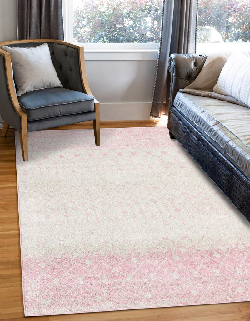 Mediterranean Lattice Collection Area Rug - Casablanca (Ivory and Pink) Rectangle Ivory and Pink lifestyle 8