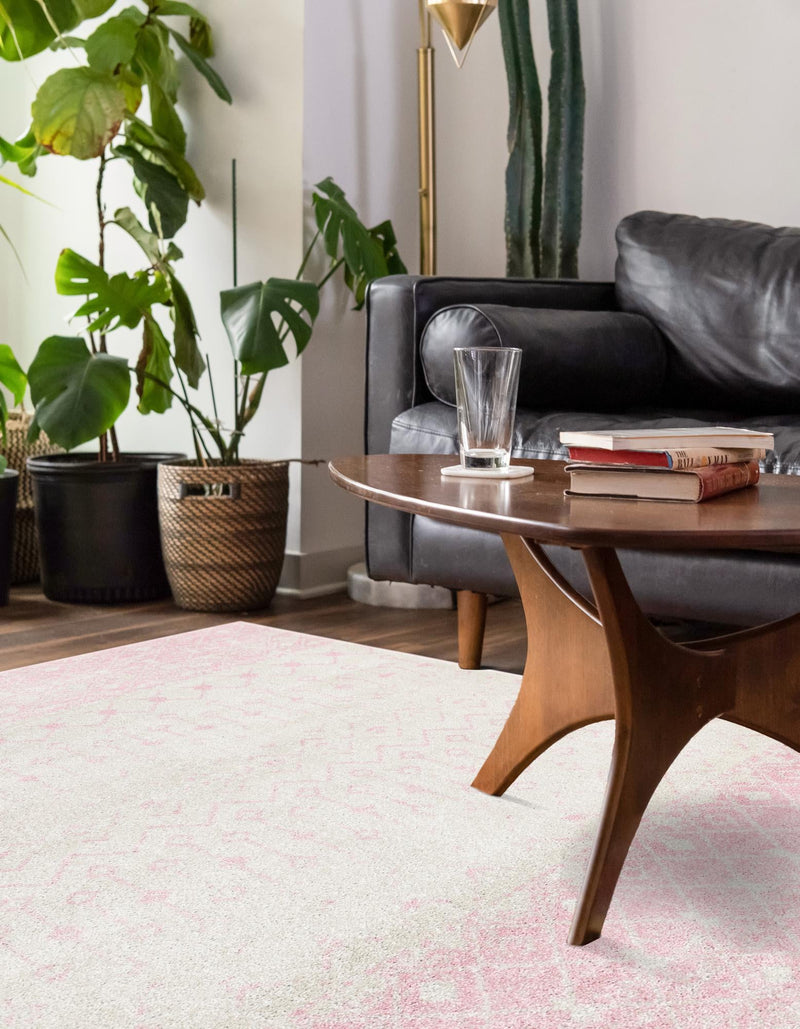 Mediterranean Lattice Collection Area Rug - Casablanca (Ivory and Pink) Rectangle Ivory and Pink lifestyle 9