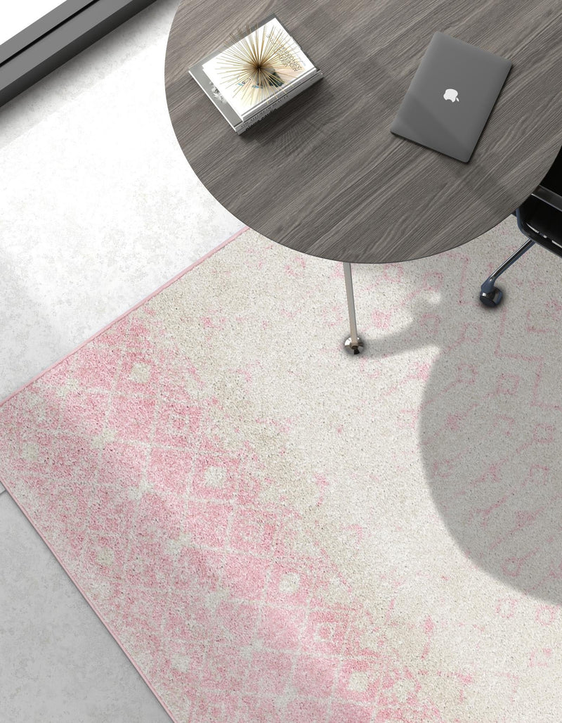 Mediterranean Lattice Collection Area Rug - Casablanca (Ivory and Pink) Rectangle Ivory and Pink lifestyle 10