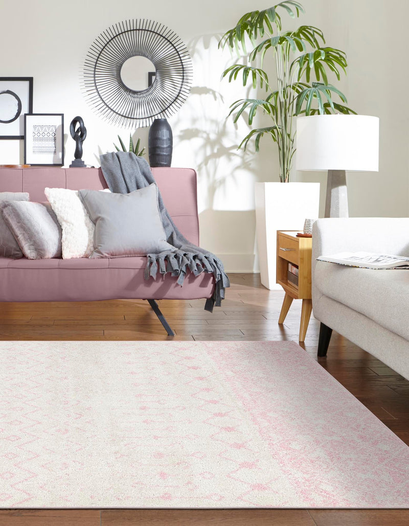 Mediterranean Lattice Collection Area Rug - Casablanca (Ivory and Pink) Rectangle Ivory and Pink lifestyle 11