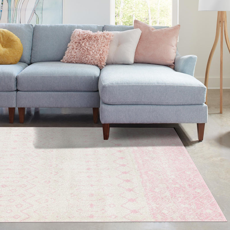 Mediterranean Lattice Collection Area Rug - Casablanca (Ivory and Pink) Rectangle Ivory and Pink lifestyle 24