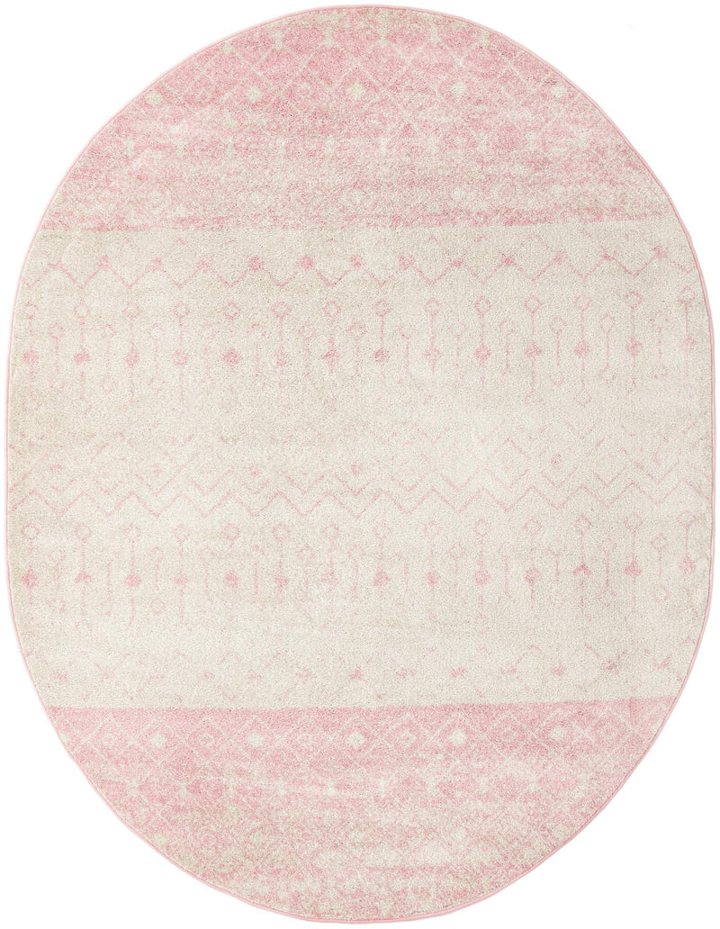 Mediterranean Lattice Collection Area Rug - Casablanca (Ivory and Pink) Oval Ivory and Pink Main