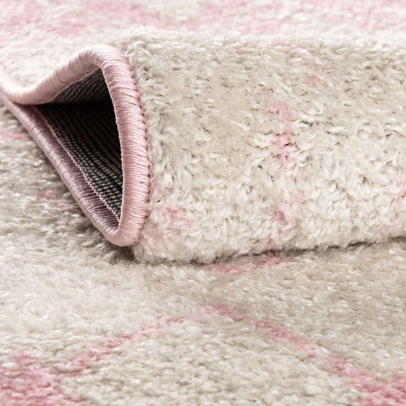 Mediterranean Lattice Collection Area Rug - Casablanca (Ivory and Pink) Oval Ivory and Pink lifestyle 15