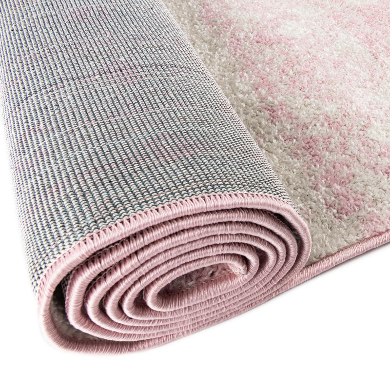 Mediterranean Lattice Collection Area Rug - Casablanca (Ivory and Pink) Oval Ivory and Pink lifestyle 21