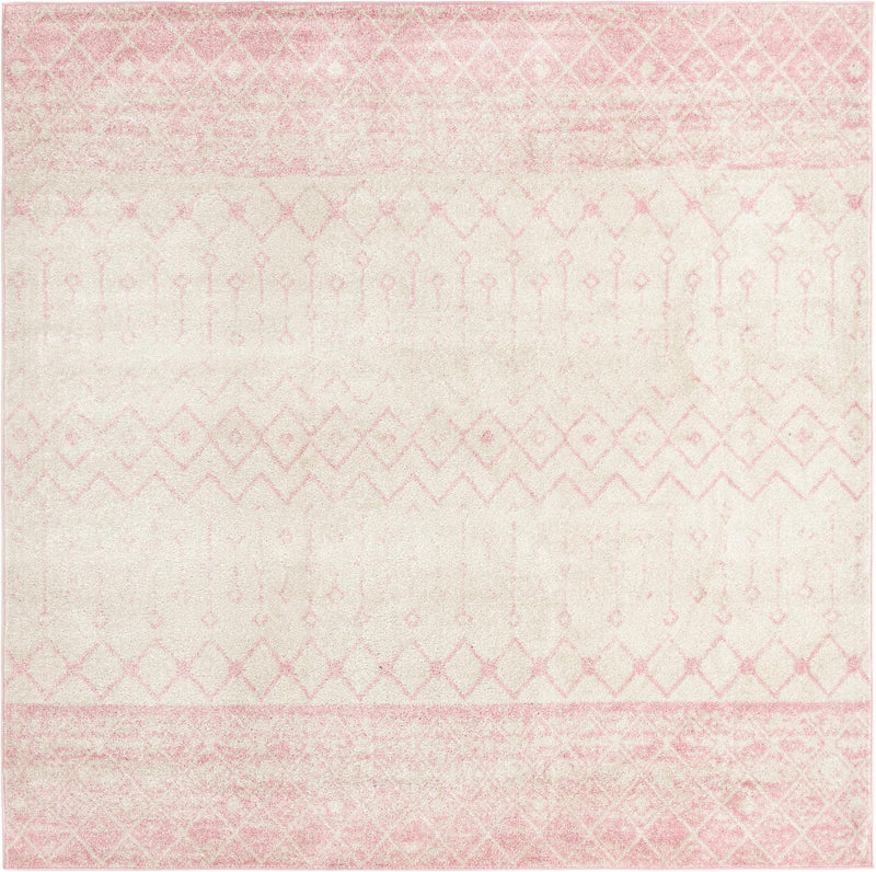 Mediterranean Lattice Collection Area Rug - Casablanca (Ivory and Pink) Square Ivory and Pink Main