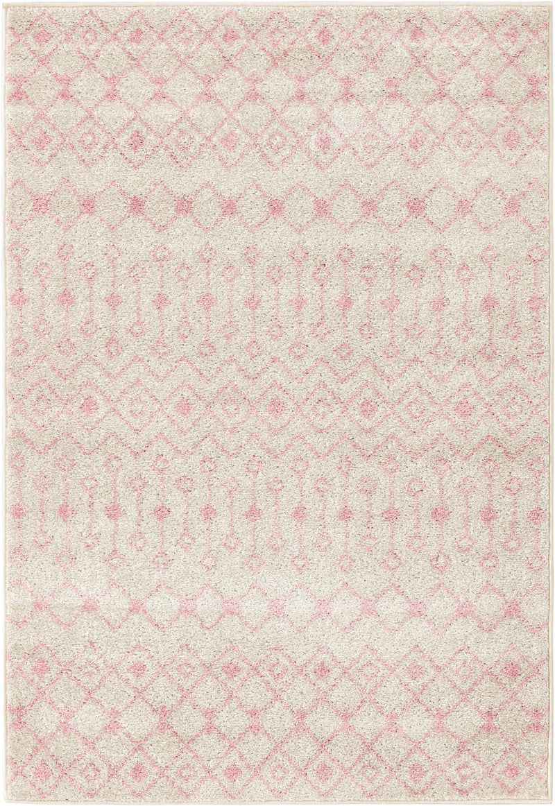 Mediterranean Lattice Collection Area Rug - Casablanca (Ivory and Pink) Runner Ivory and Pink Main