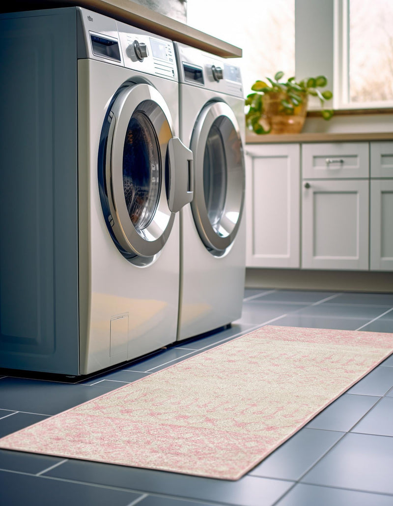 Mediterranean Lattice Collection Area Rug - Casablanca (Ivory and Pink) Runner Ivory and Pink lifestyle 30