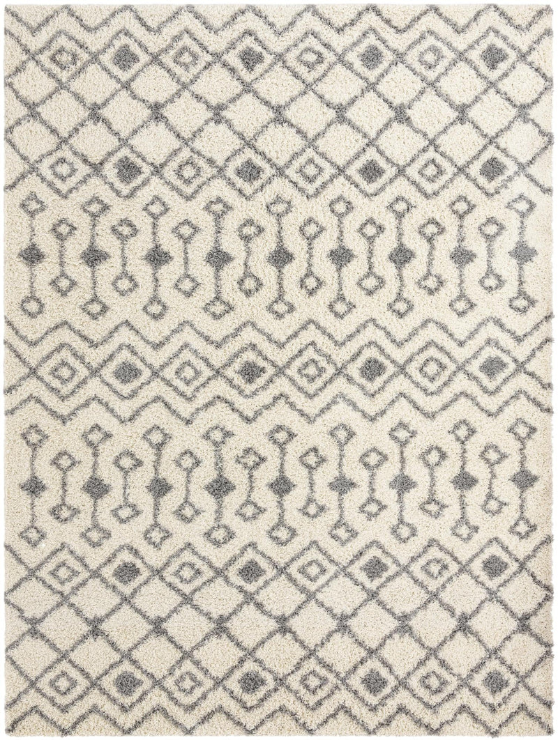 Berber Lattice Shag Collection Area Rug - Atlas (Ivory) Rectangle Ivory Main
