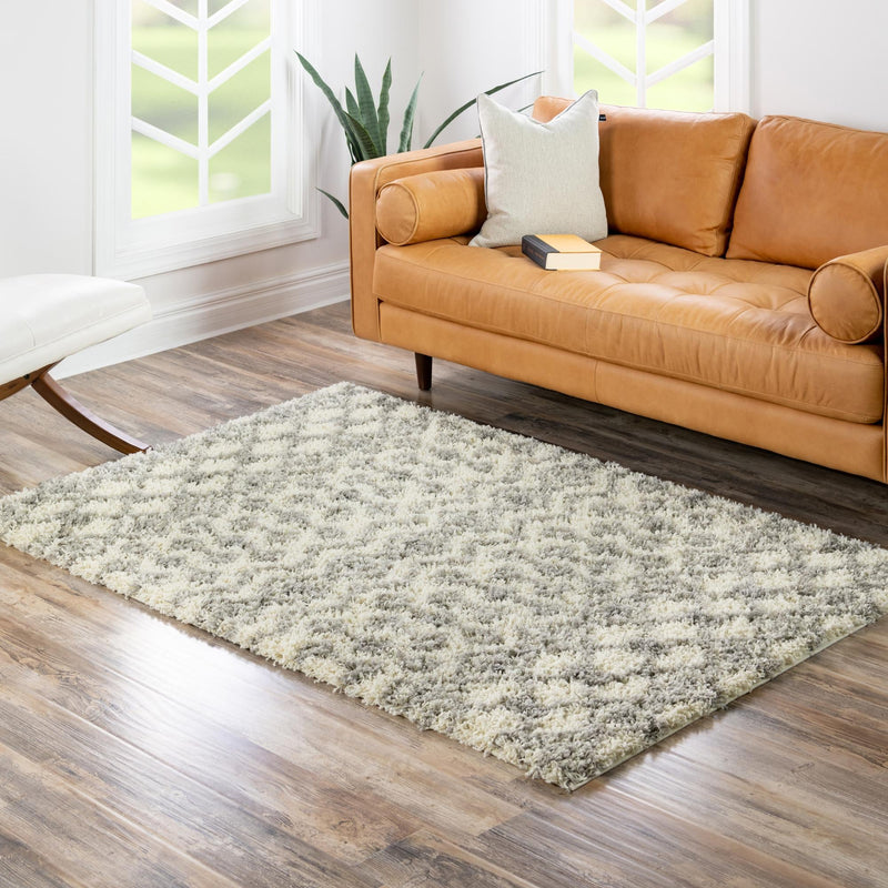Berber Lattice Shag Collection Area Rug - Atlas (Ivory) Rectangle Ivory lifestyle 15