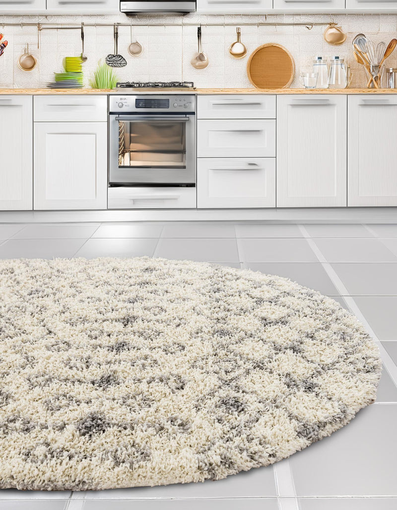 Berber Lattice Shag Collection Area Rug - Atlas (Ivory) Oval Ivory lifestyle 19