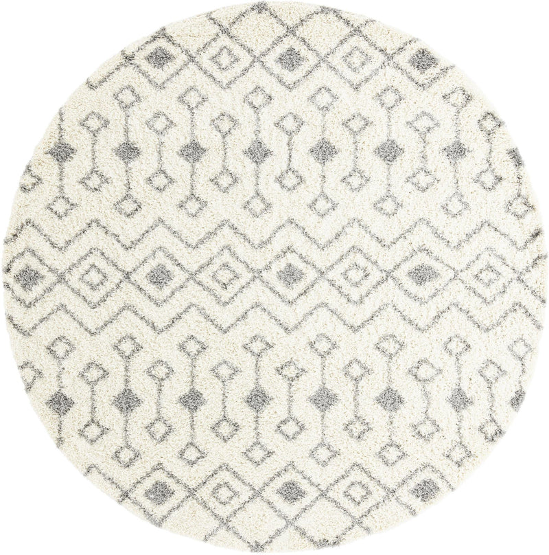 Berber Lattice Shag Collection Area Rug - Atlas (Ivory) Round Ivory Main