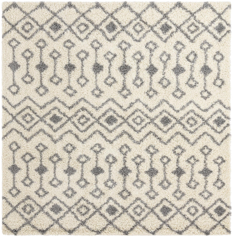 Berber Lattice Shag Collection Area Rug - Atlas (Ivory) Square Ivory Main
