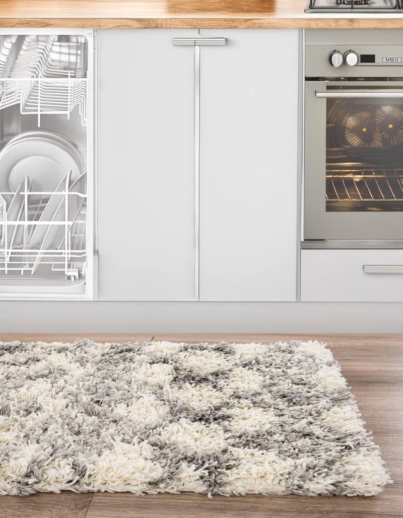 Berber Lattice Shag Collection Area Rug - Atlas (Ivory) Runner Ivory lifestyle 21