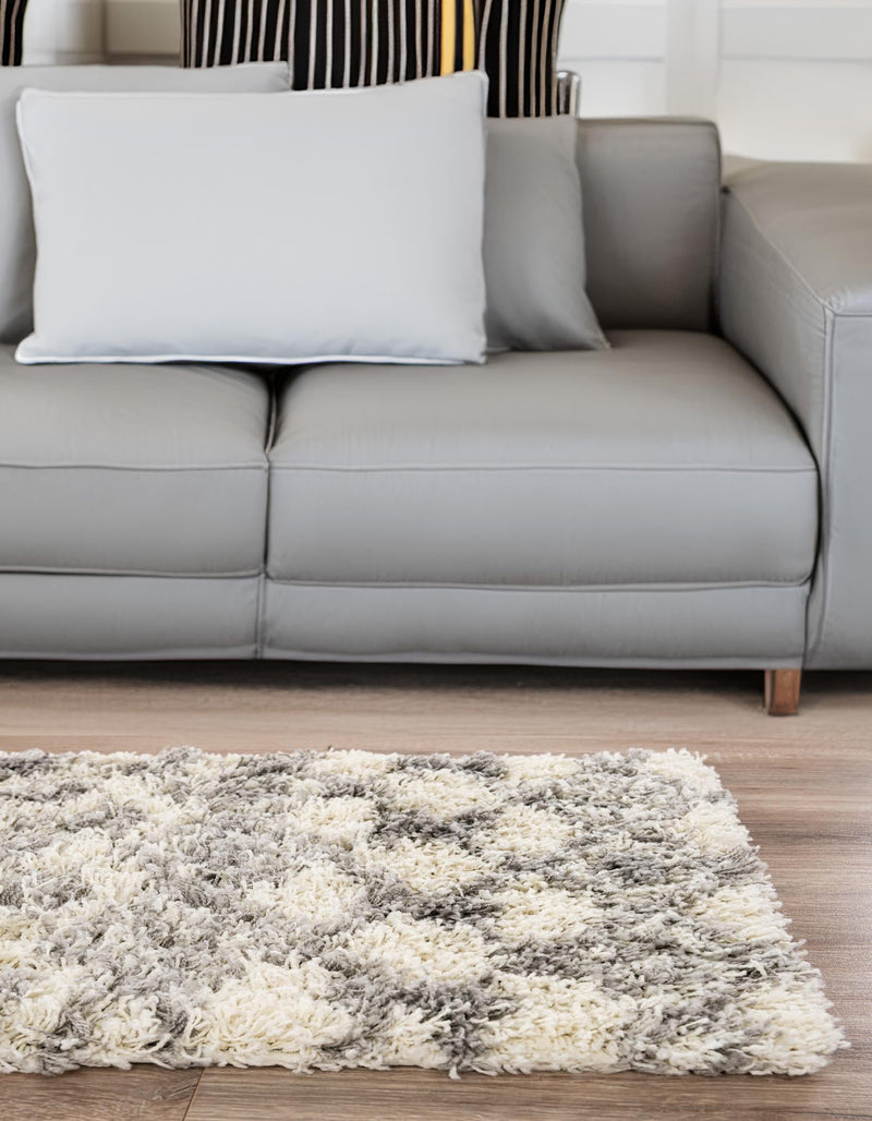 Berber Lattice Shag Collection Area Rug - Atlas (Ivory) Runner Ivory lifestyle 30