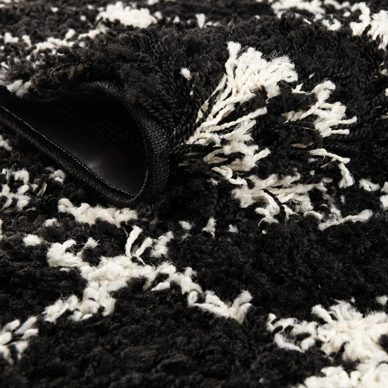 Berber Lattice Shag Collection Area Rug - Atlas (Black and White) Runner Black and White lifestyle 4