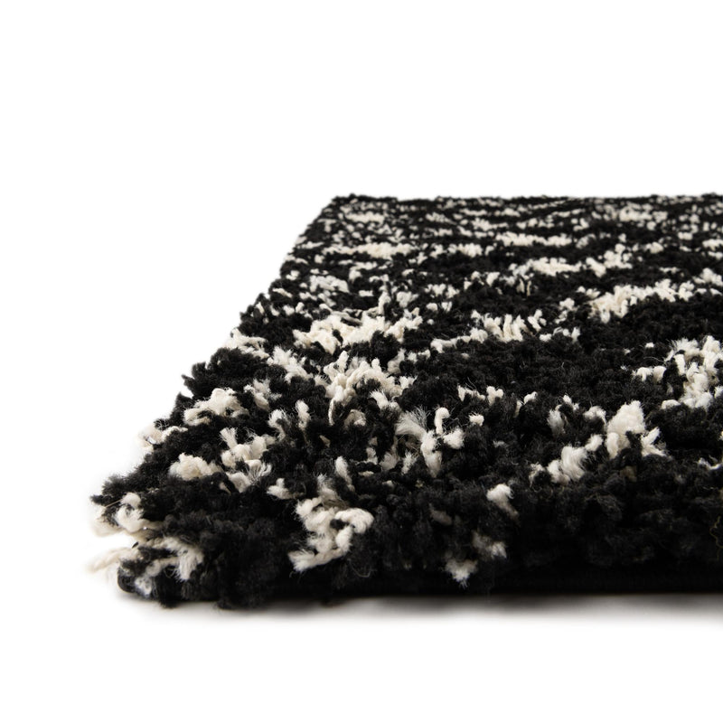 Berber Lattice Shag Collection Area Rug - Atlas (Black and White) Runner Black and White lifestyle 5