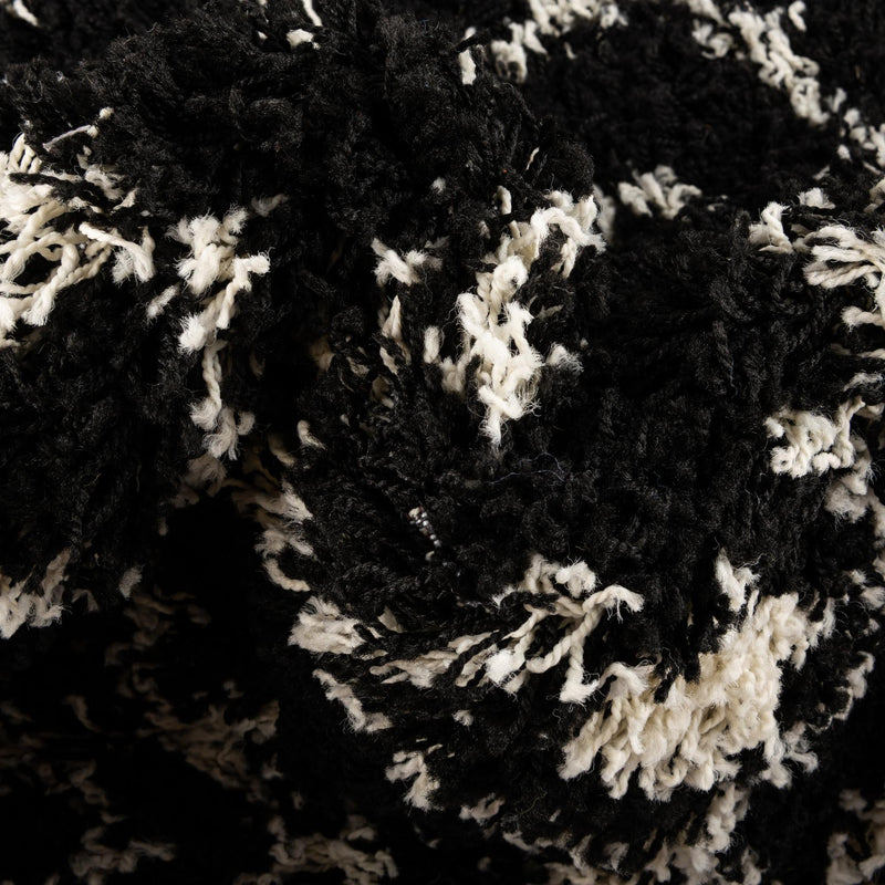 Berber Lattice Shag Collection Area Rug - Atlas (Black and White) Runner Black and White lifestyle 6