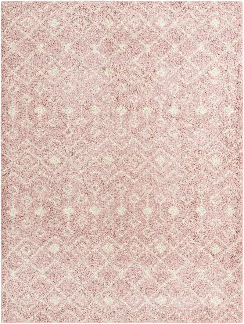 Berber Lattice Shag Collection Area Rug - Atlas (Light Pink) Rectangle Light Pink Main