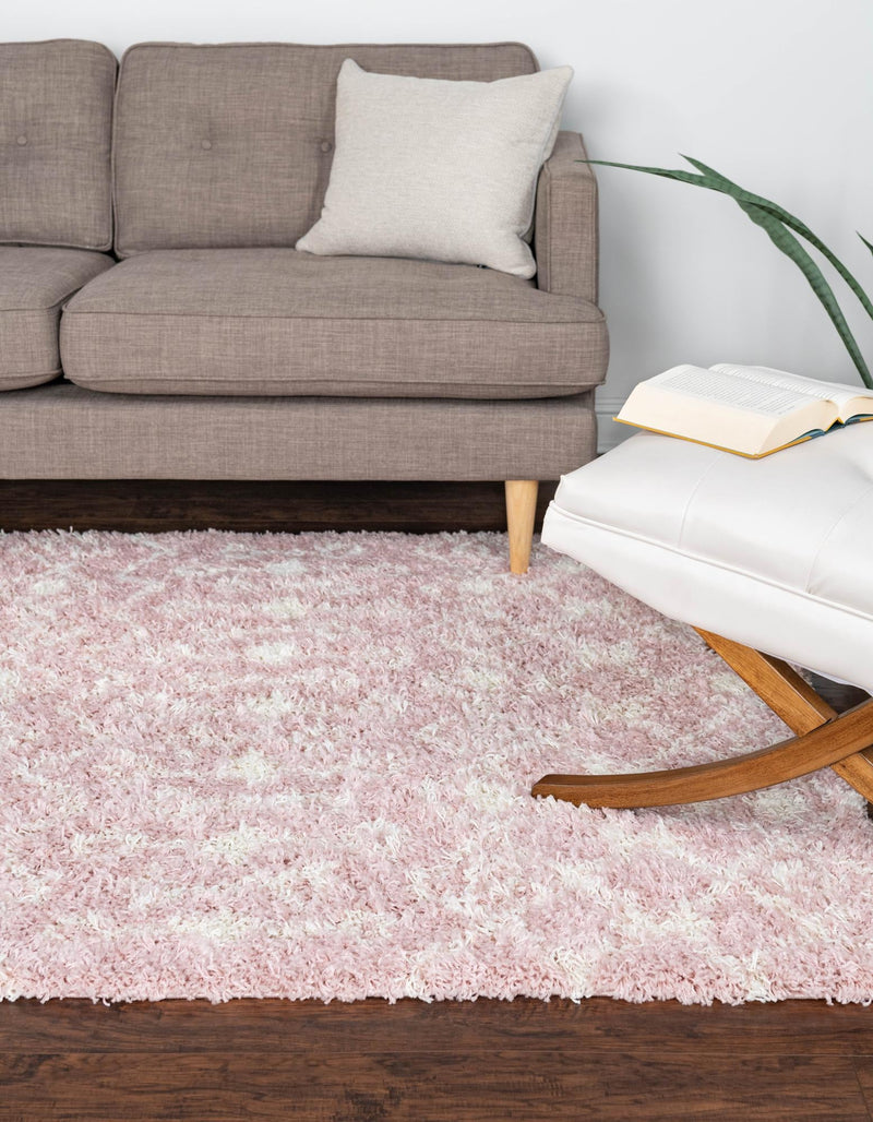 Berber Lattice Shag Collection Area Rug - Atlas (Light Pink) Rectangle Light Pink lifestyle 0
