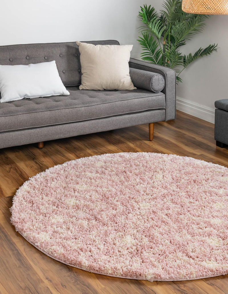 Berber Lattice Shag Collection Area Rug - Atlas (Light Pink) Round Light Pink lifestyle 0