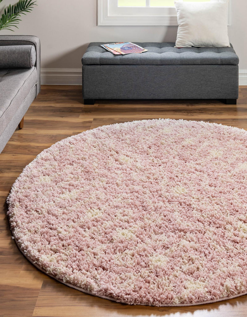 Berber Lattice Shag Collection Area Rug - Atlas (Light Pink) Round Light Pink lifestyle 3