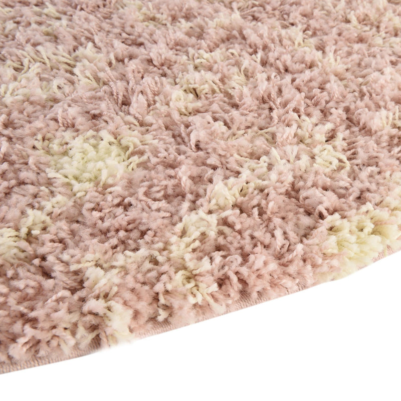 Berber Lattice Shag Collection Area Rug - Atlas (Light Pink) Round Light Pink lifestyle 6