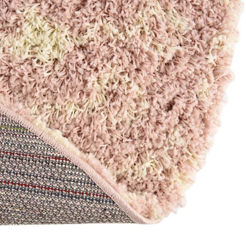 Berber Lattice Shag Collection Area Rug - Atlas (Light Pink) Round Light Pink lifestyle 9