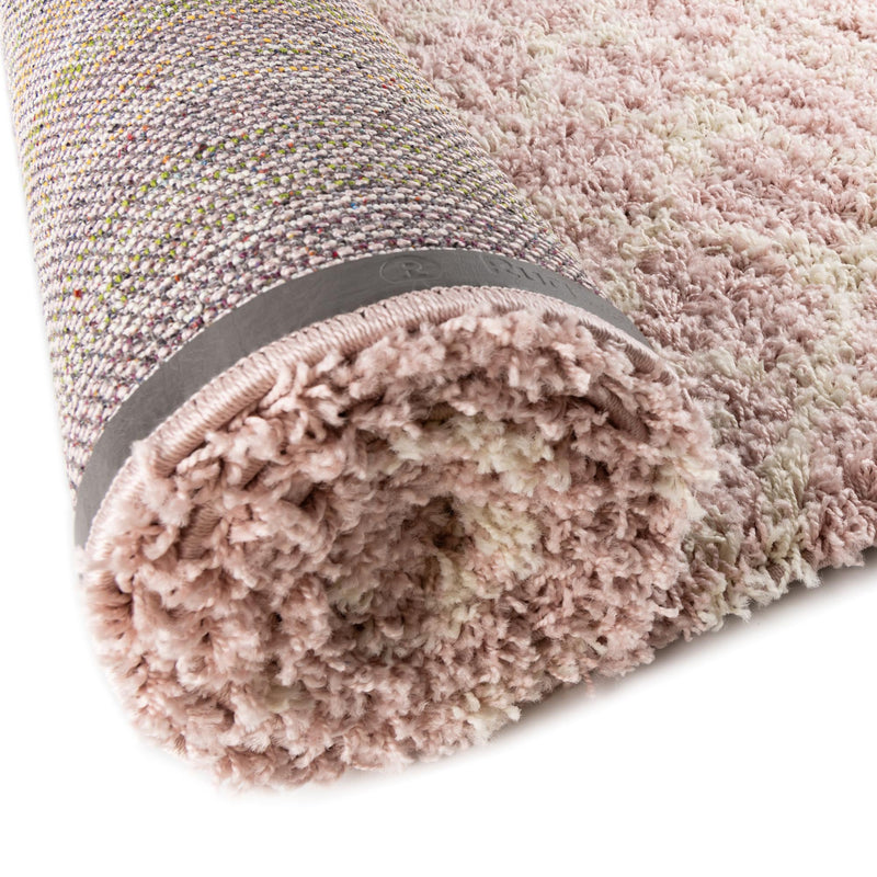 Berber Lattice Shag Collection Area Rug - Atlas (Light Pink) Round Light Pink lifestyle 13