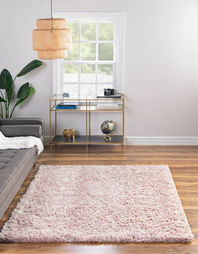 Berber Lattice Shag Collection Area Rug - Atlas (Light Pink) Square Light Pink lifestyle 0