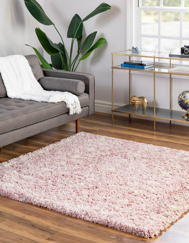 Berber Lattice Shag Collection Area Rug - Atlas (Light Pink) Square Light Pink lifestyle 2