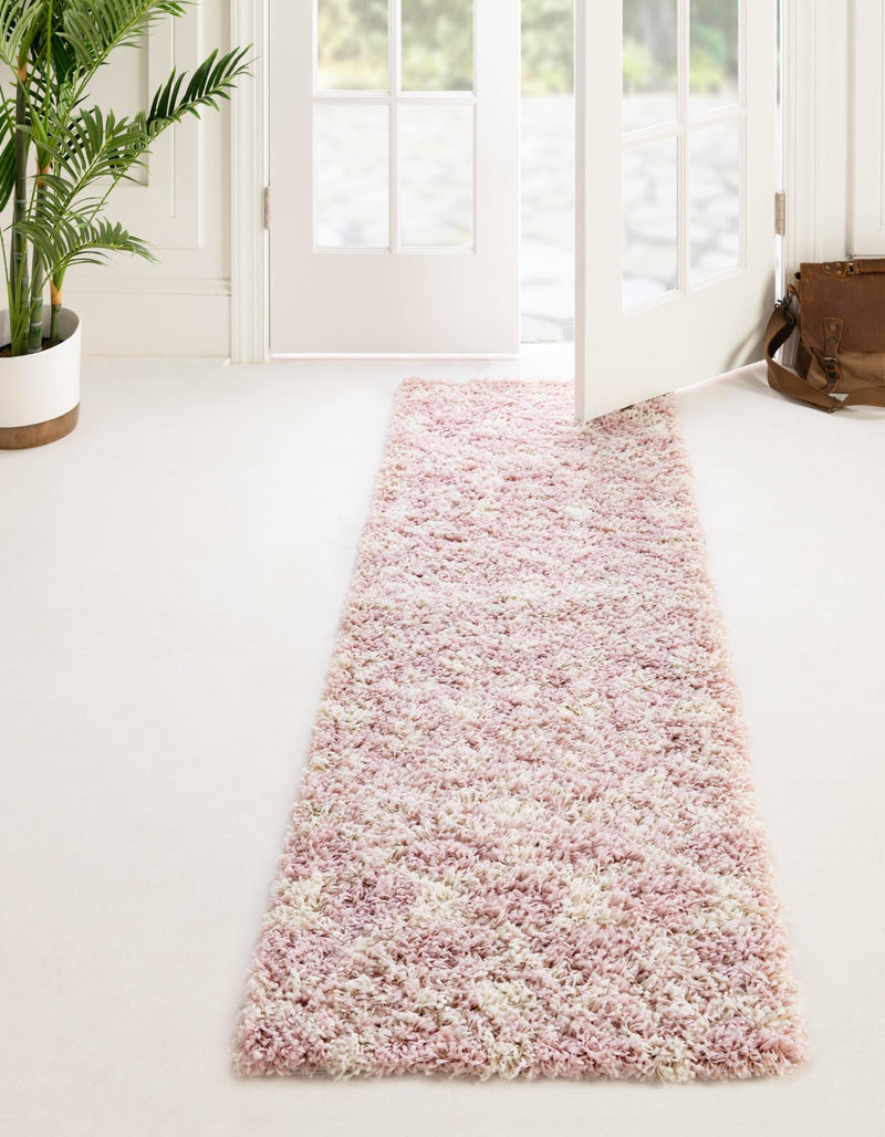 Berber Lattice Shag Collection Area Rug - Atlas (Light Pink) Runner Light Pink lifestyle 0