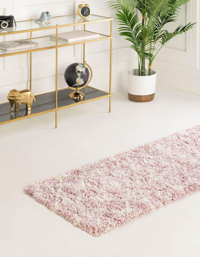 Berber Lattice Shag Collection Area Rug - Atlas (Light Pink) Runner Light Pink lifestyle 2
