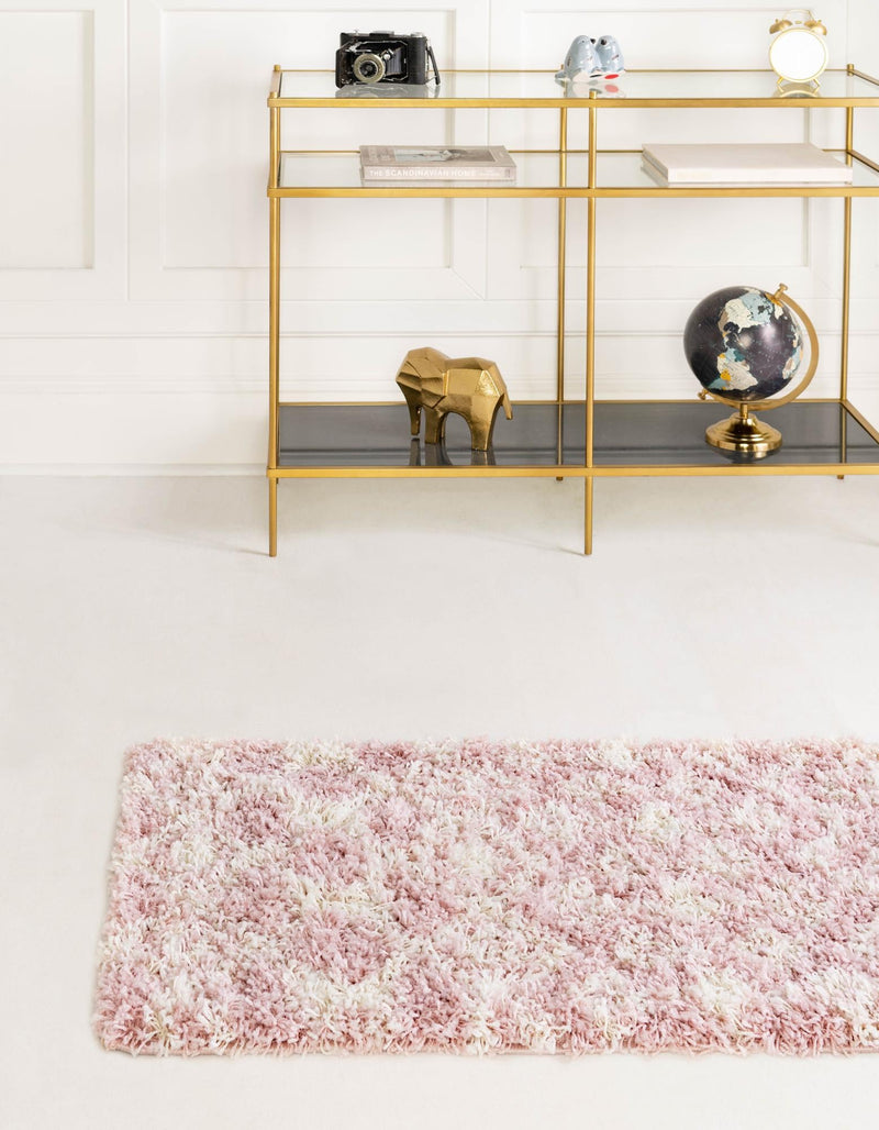 Berber Lattice Shag Collection Area Rug - Atlas (Light Pink) Runner Light Pink lifestyle 3
